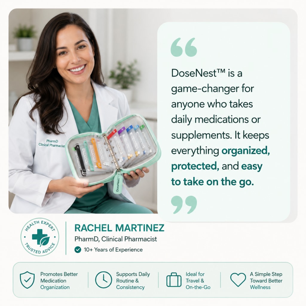 DoseNest – Waterproof Weekly Pill Organizer