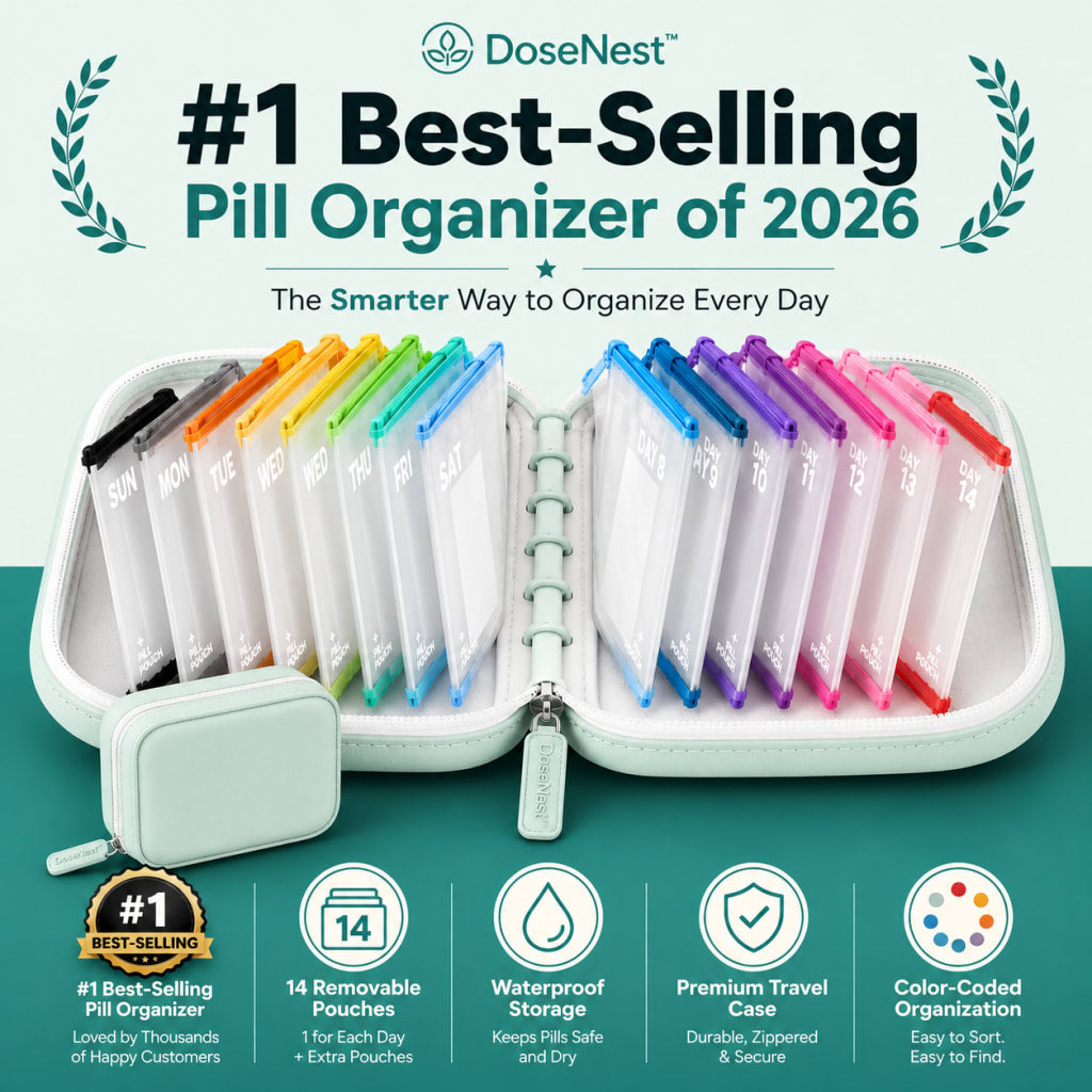 DoseNest – Waterproof Weekly Pill Organizer